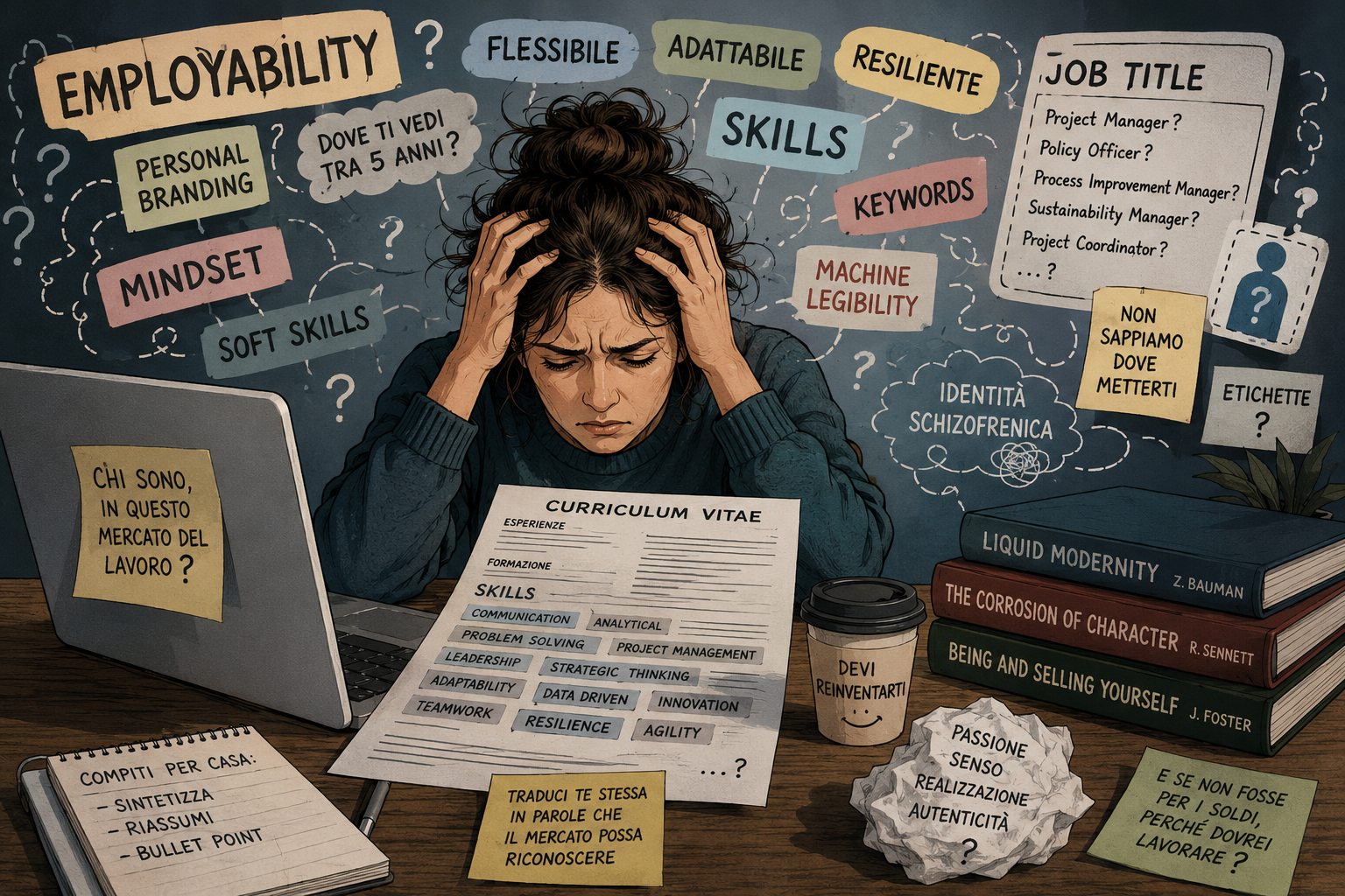 Ricerca di lavoro per scopi illustrativi