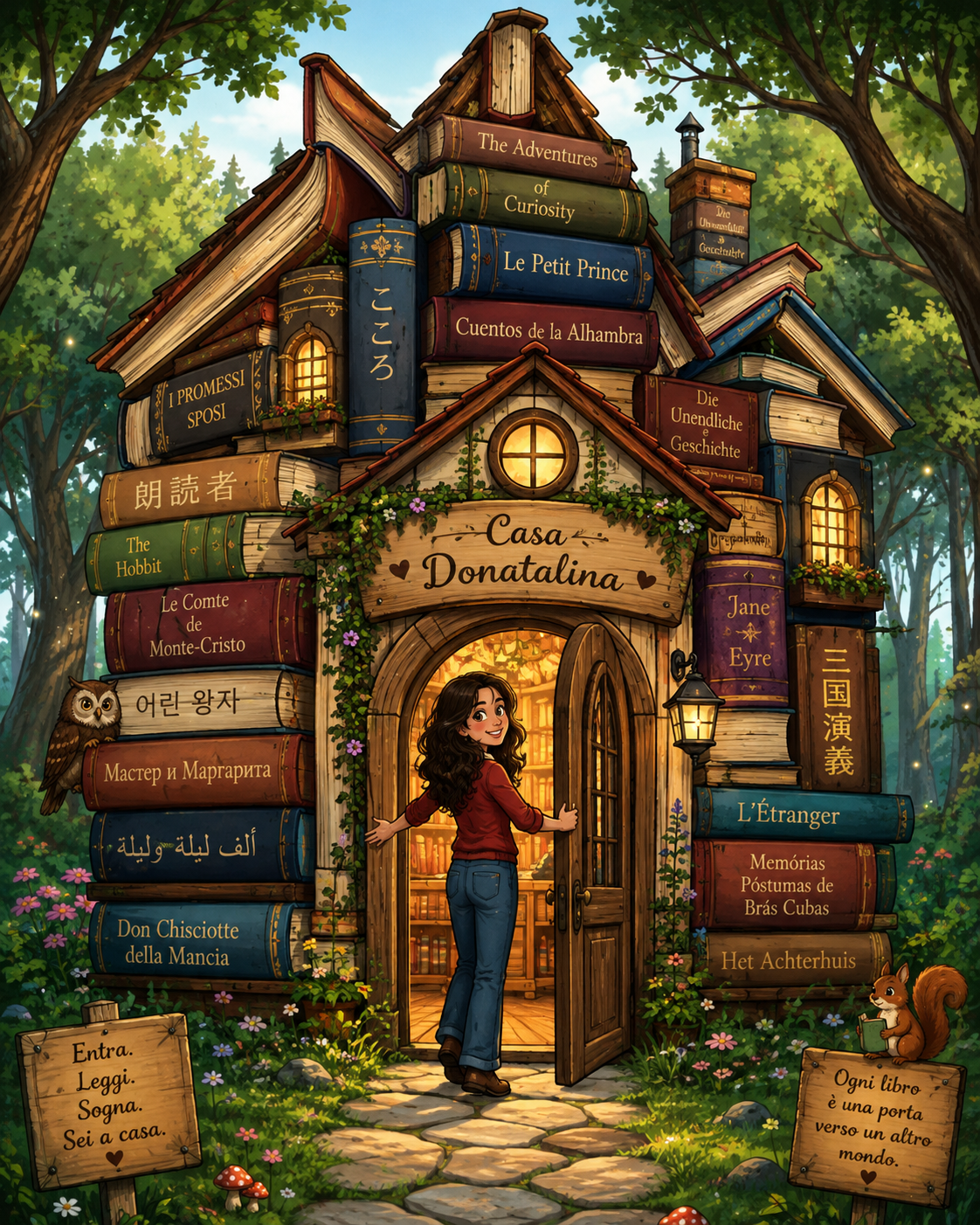 Casa Donatalina, una casa costruita di libri con una porta aperta